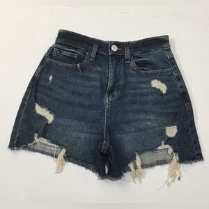 Blue Jean Shorts High-Waisted Distressed